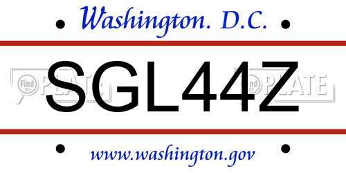 SGL44Z District Of Columbia License Plate