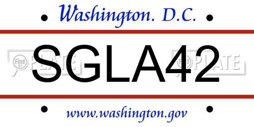 SGLA42 District Of Columbia License Plate