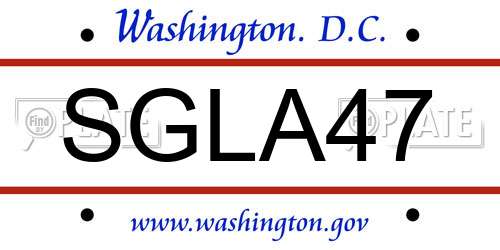 SGLA47 District Of Columbia License Plate