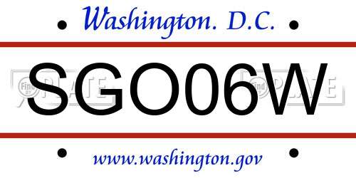 SGO06W District Of Columbia License Plate