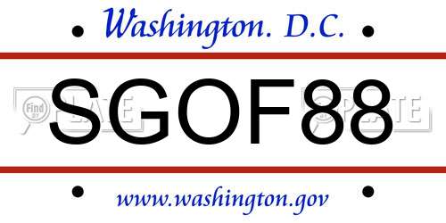 SGOF88 District Of Columbia License Plate