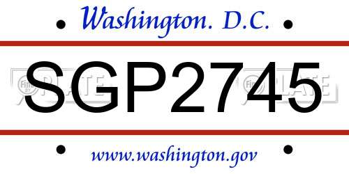 SGP2745 District Of Columbia License Plate