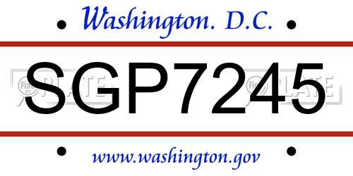 SGP7245 District Of Columbia License Plate