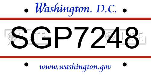SGP7248 District Of Columbia License Plate