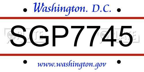 SGP7745 District Of Columbia License Plate