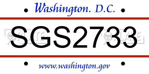 SGS2733 District Of Columbia License Plate