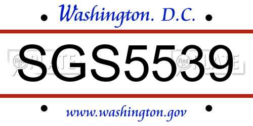 SGS5539 District Of Columbia License Plate