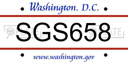 SGS658 District Of Columbia License Plate