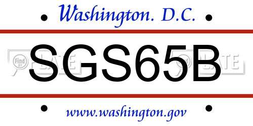 SGS65B District Of Columbia License Plate