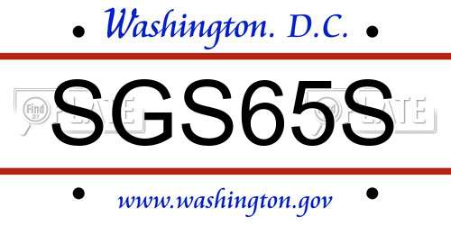 SGS65S District Of Columbia License Plate
