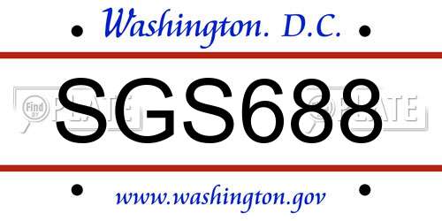 SGS688 District Of Columbia License Plate