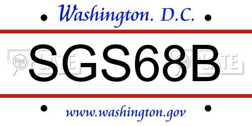 SGS68B District Of Columbia License Plate