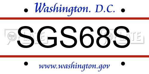 SGS68S District Of Columbia License Plate