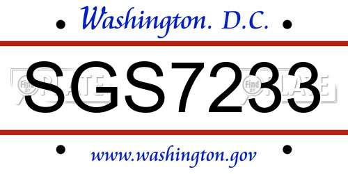 SGS7233 District Of Columbia License Plate