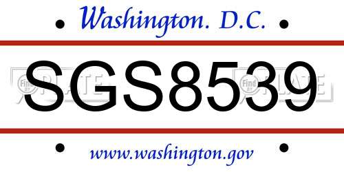 SGS8539 District Of Columbia License Plate