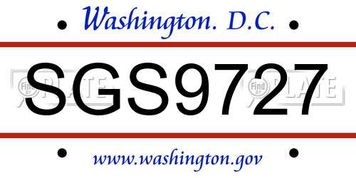 SGS9727 District Of Columbia License Plate