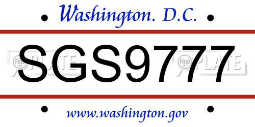 SGS9777 District Of Columbia License Plate