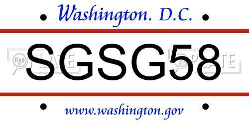 SGSG58 District Of Columbia License Plate