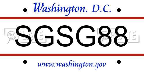 SGSG88 District Of Columbia License Plate