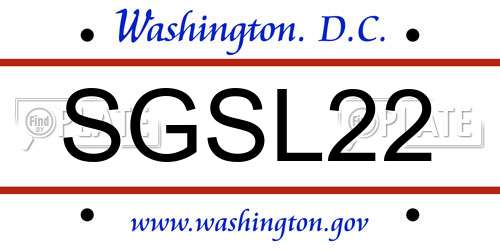 SGSL22 District Of Columbia License Plate