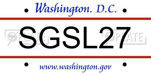 SGSL27 District Of Columbia License Plate
