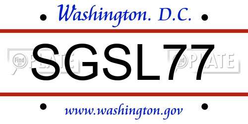 SGSL77 District Of Columbia License Plate