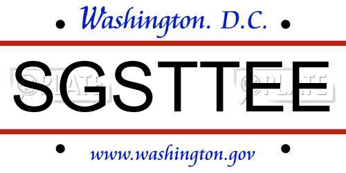 SGSTTEE District Of Columbia License Plate