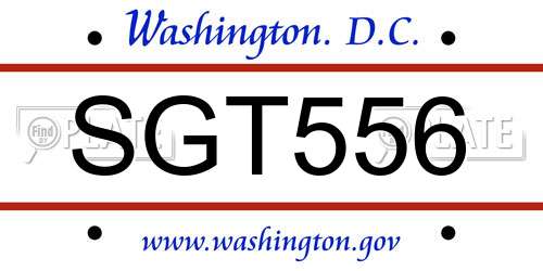 SGT556 District Of Columbia License Plate