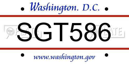 SGT586 District Of Columbia License Plate