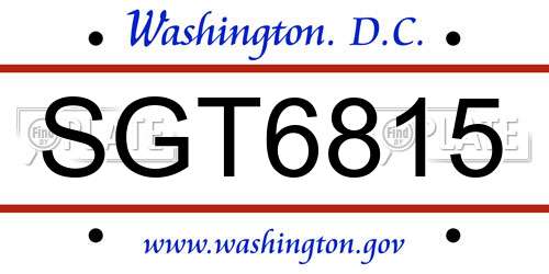 SGT6815 District Of Columbia License Plate