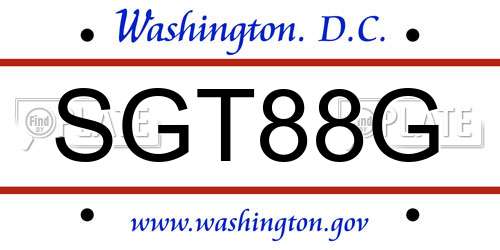 SGT88G District Of Columbia License Plate