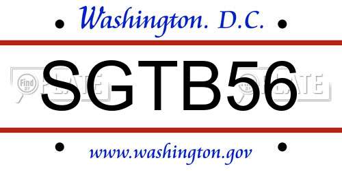 SGTB56 District Of Columbia License Plate