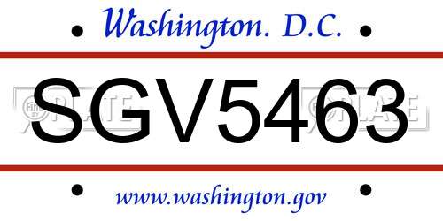 SGV5463 District Of Columbia License Plate