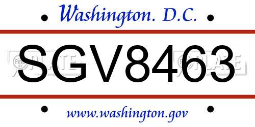 SGV8463 District Of Columbia License Plate