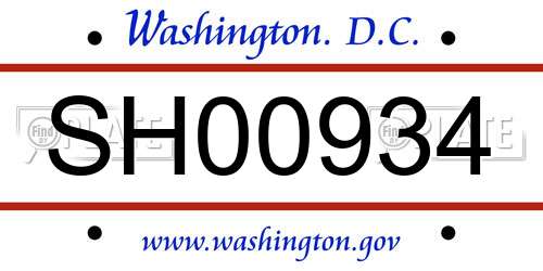 SH00934 District Of Columbia License Plate