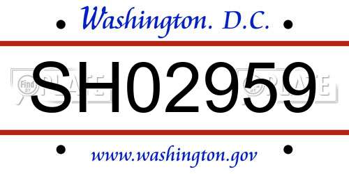 SH02959 District Of Columbia License Plate