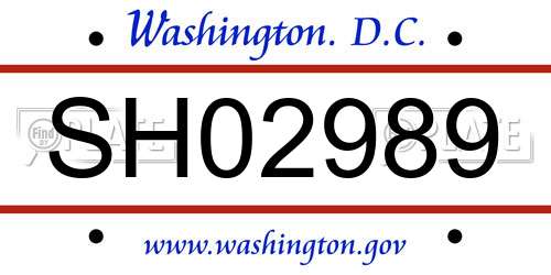 SH02989 District Of Columbia License Plate