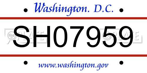 SH07959 District Of Columbia License Plate
