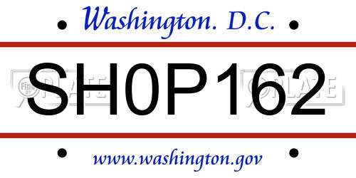 SH0P162 District Of Columbia License Plate
