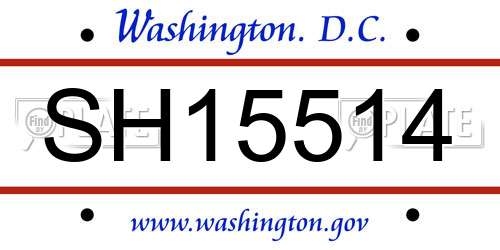 SH15514 District Of Columbia License Plate
