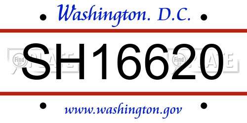 SH16620 District Of Columbia License Plate