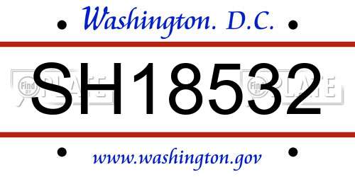 SH18532 District Of Columbia License Plate