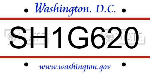SH1G620 District Of Columbia License Plate