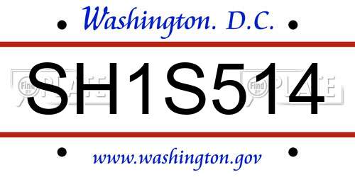 SH1S514 District Of Columbia License Plate