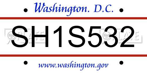 SH1S532 District Of Columbia License Plate