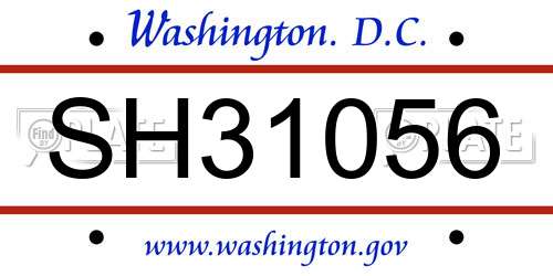 SH31056 District Of Columbia License Plate