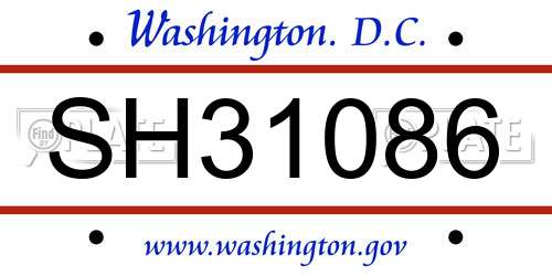 SH31086 District Of Columbia License Plate