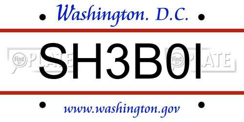 SH3B0I District Of Columbia License Plate