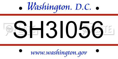 SH3I056 District Of Columbia License Plate