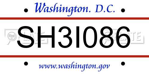SH3I086 District Of Columbia License Plate